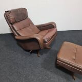 Danish Madsen & Schubell vintage swivel lounge armchair and ottoman