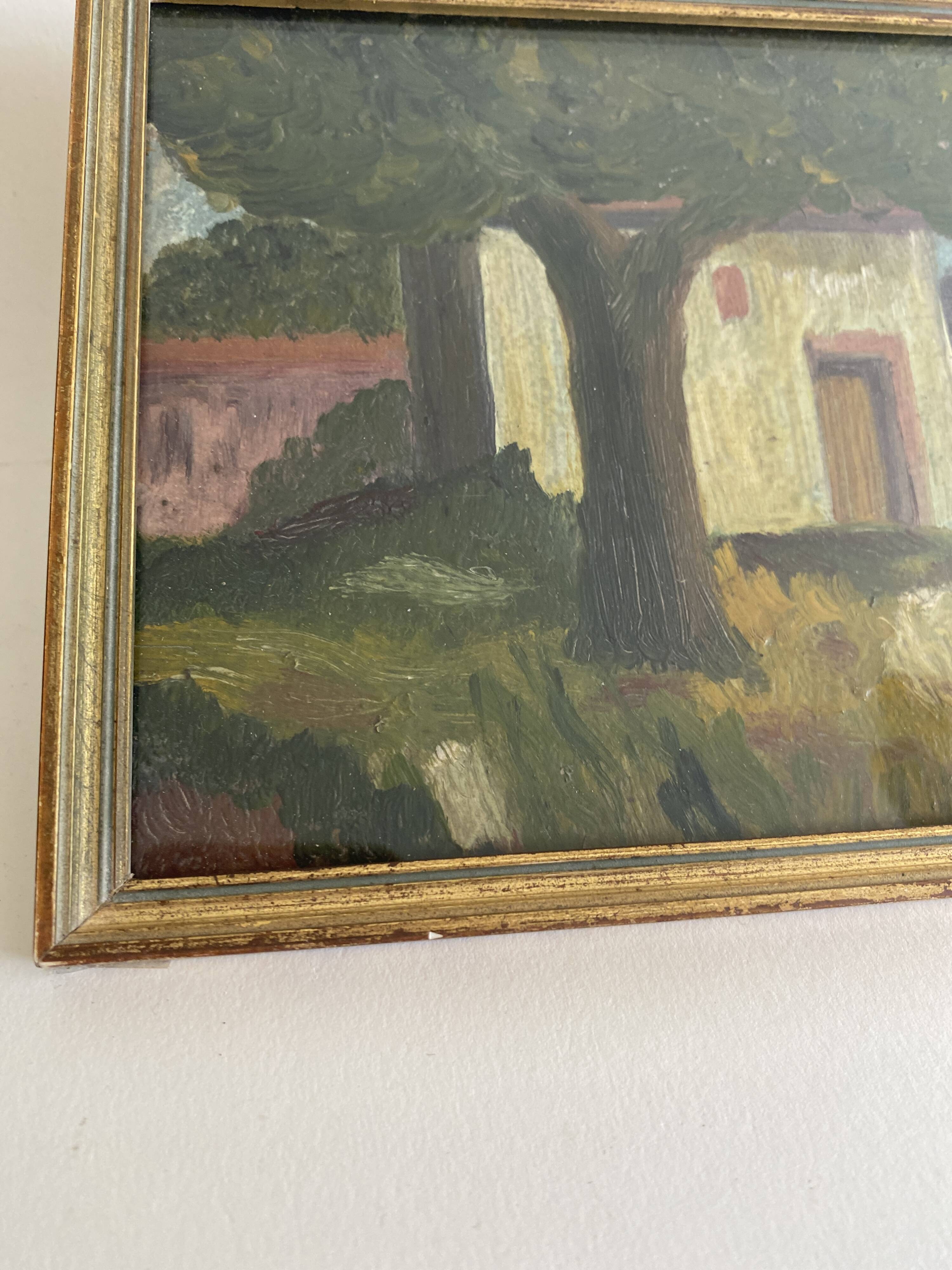 Oil circa 1900, wooden frame and glass