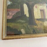 Oil circa 1900, wooden frame and glass