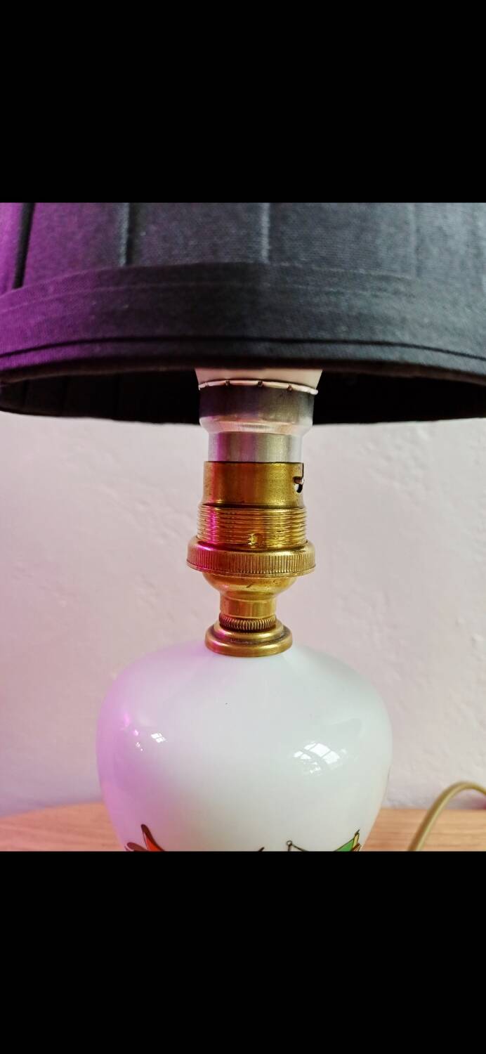 Pair of mid-century porcelain brass bedside lamps, 50s/60s