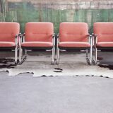 Chrome armchair with Knoll textile, 1980s