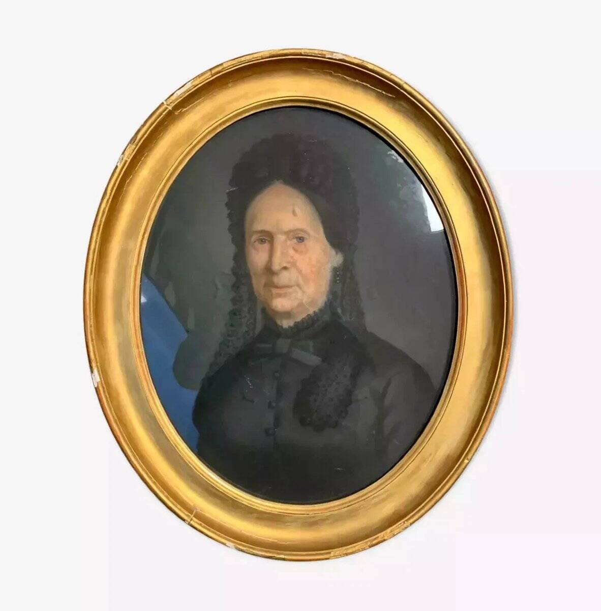 19th-century portrait depicting a woman dressed in black.