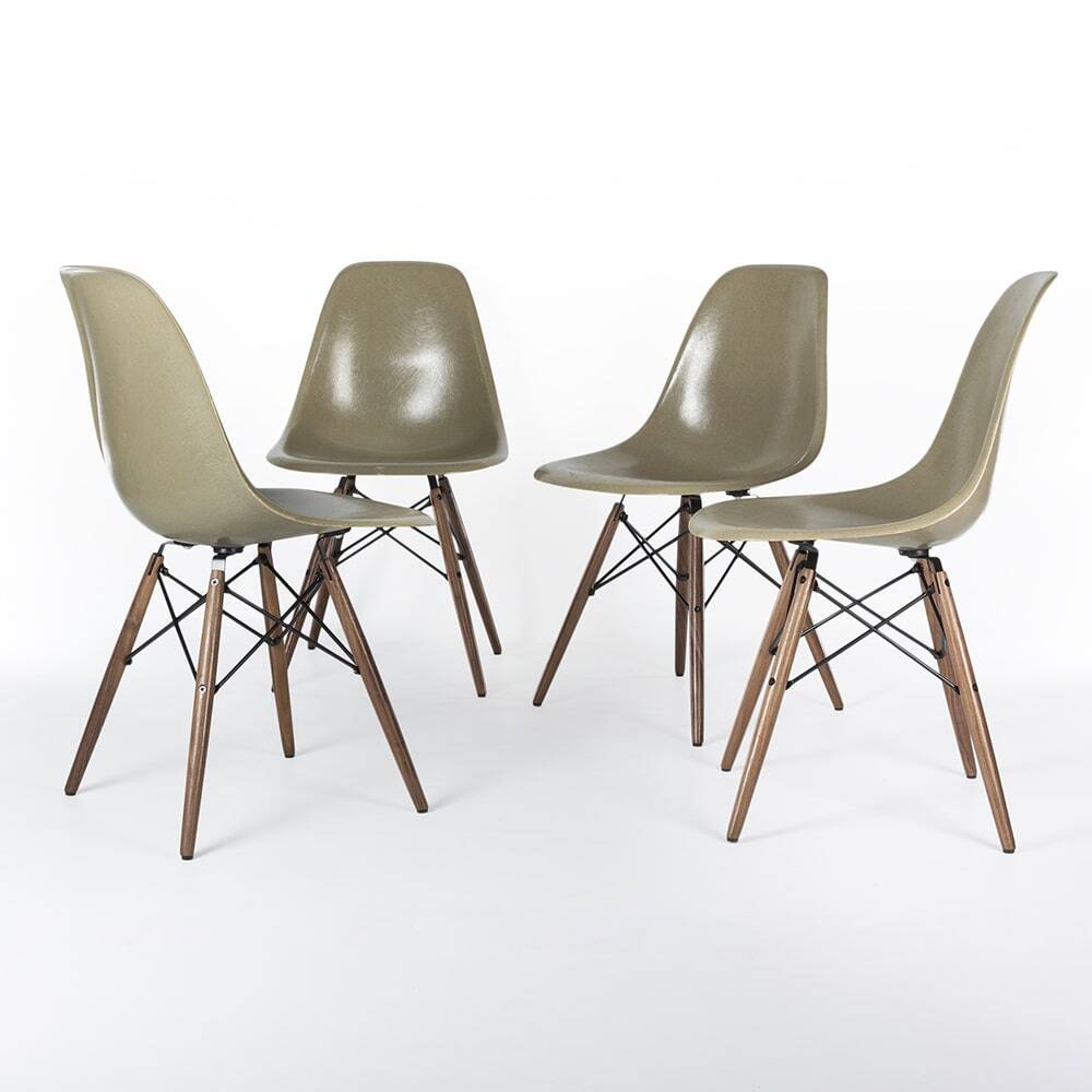 Raw Umber Set (4) Herman Miller Vintage Original Eames DSW Side Shell Chair