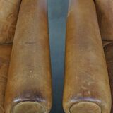 Set of 2 Large Vintage Sheepskin Leather Armchairs
