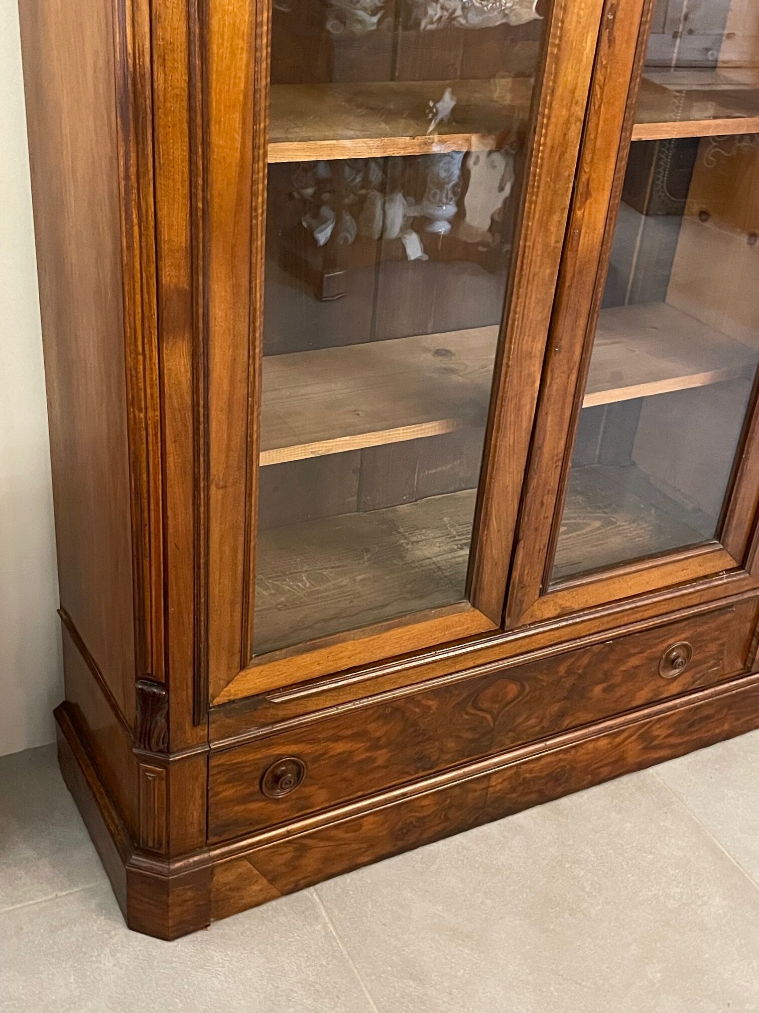 1900 walnut display case