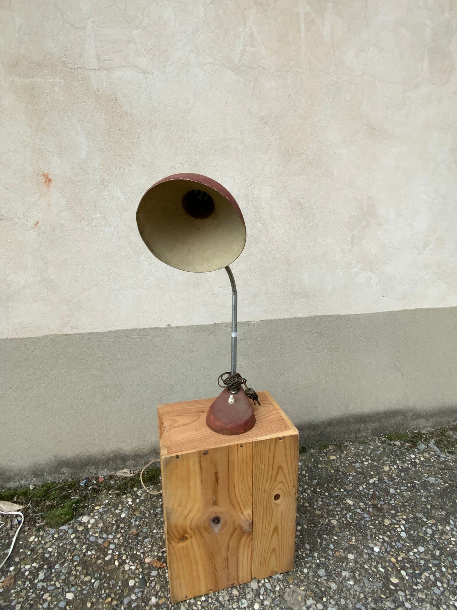 Vintage desk lamp 1950 Aluminor France red metal