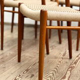 Set de 8 chaises de salle à manger en teck du milieu du siècle par Niels O Møller pour JL Moller Danemark