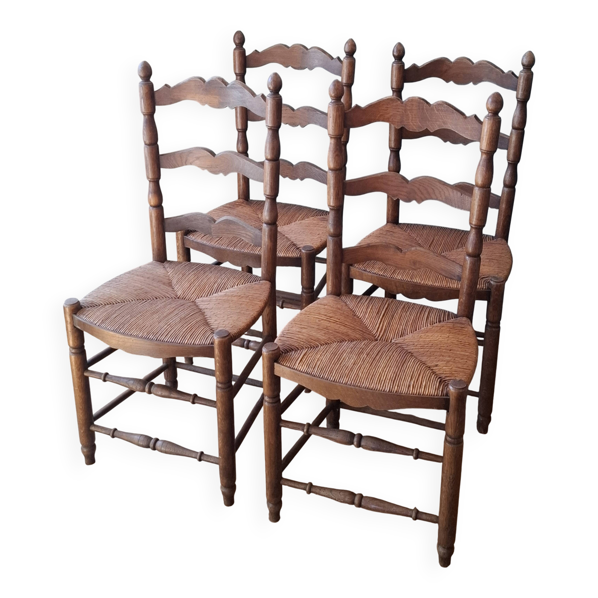 4 rustic straw chairs