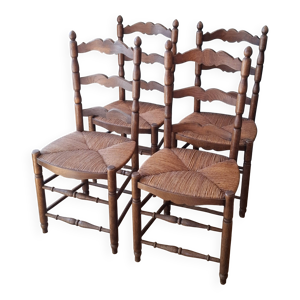 4 chaises rustique paille