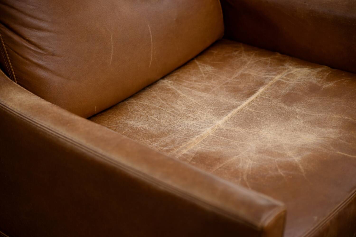 Vintage Mid-Century Danish Modern Brown Leather Easy Chair Model 39