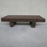 Brutalist belgium oak sleeper mid-century coffee table