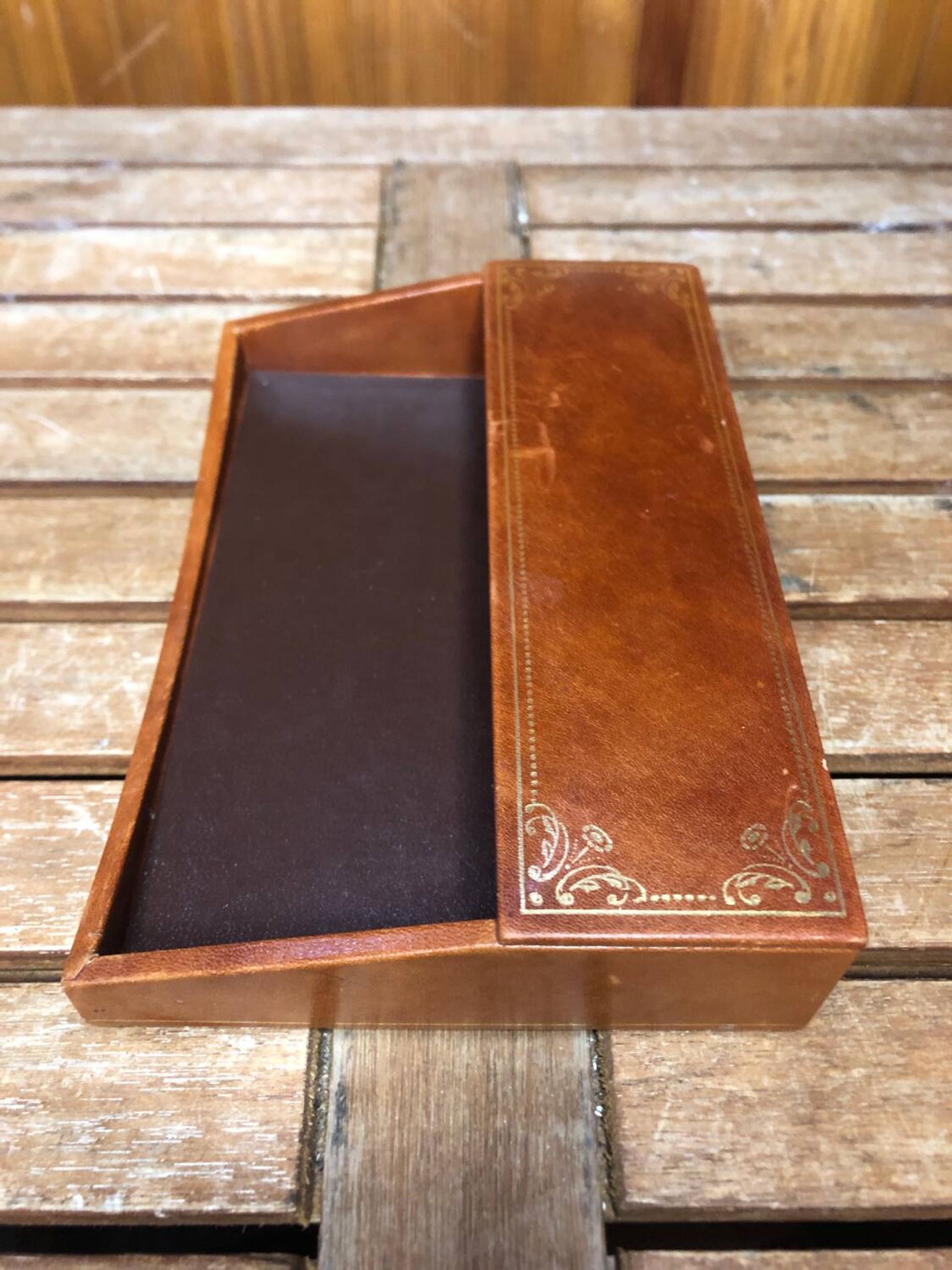Ancien porte cartes lancel paris cuir marron gaufré accessoires bureau