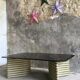 Coffee table smoked glass and wood Flecht workshop, Schütz, made in W Germany