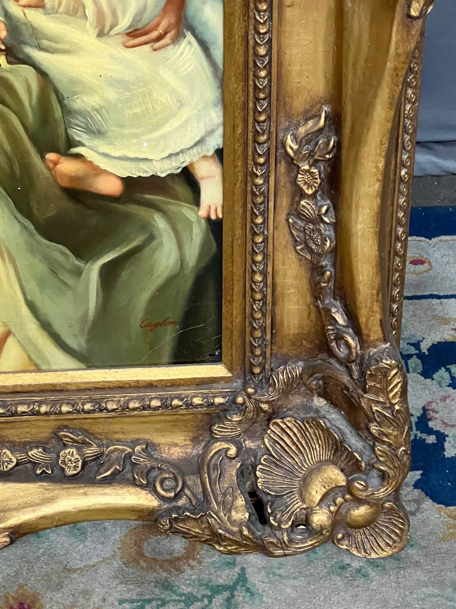 Painting "Family scene". Oil on canvas.