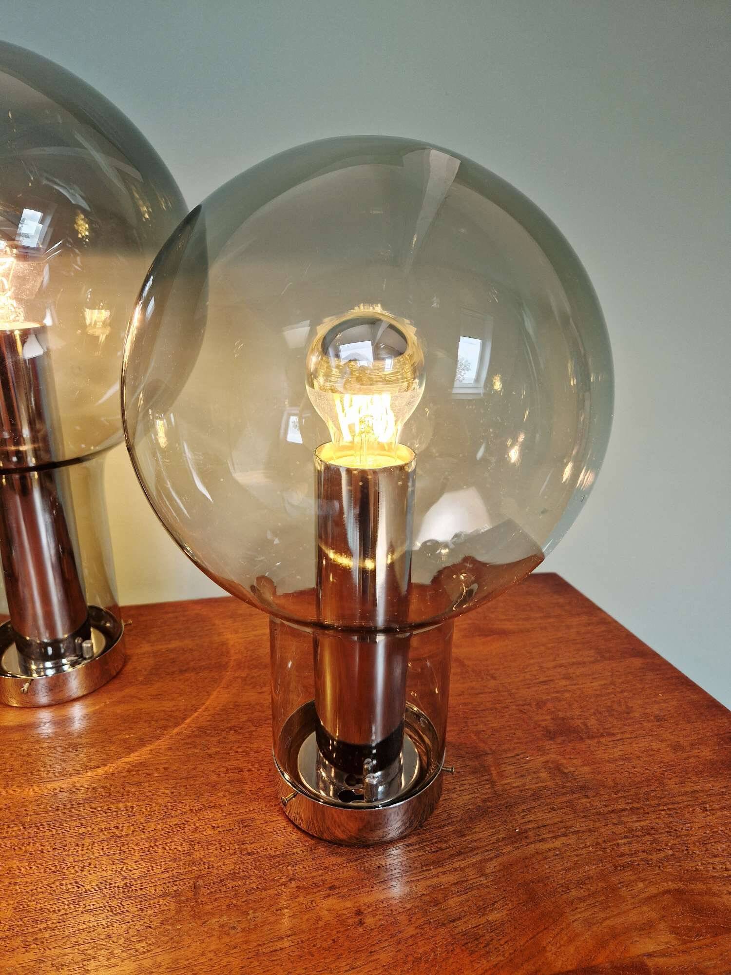 Maxi Globe trio of ceiling lights in smoked glass, RAAK Amsterdam, 1960