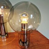 Maxi Globe trio of ceiling lights in smoked glass, RAAK Amsterdam, 1960