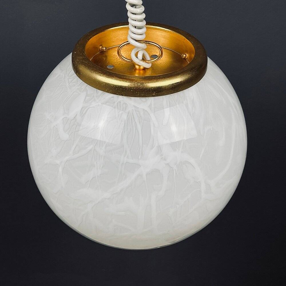 Classic white Murano pendant lamp, Italy, 1970s