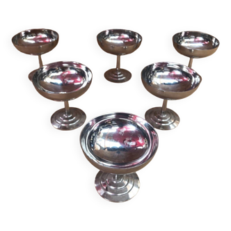 Series Of 6 Rémy Letang Ice Cream Cups Stainless Steel Made in France Vintage #A968