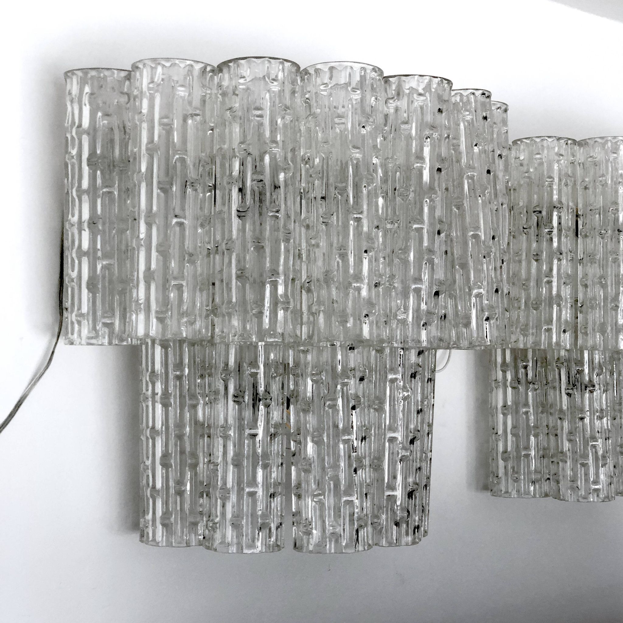 Mid-century Italian Clear Murano glass sconces. Set of two
