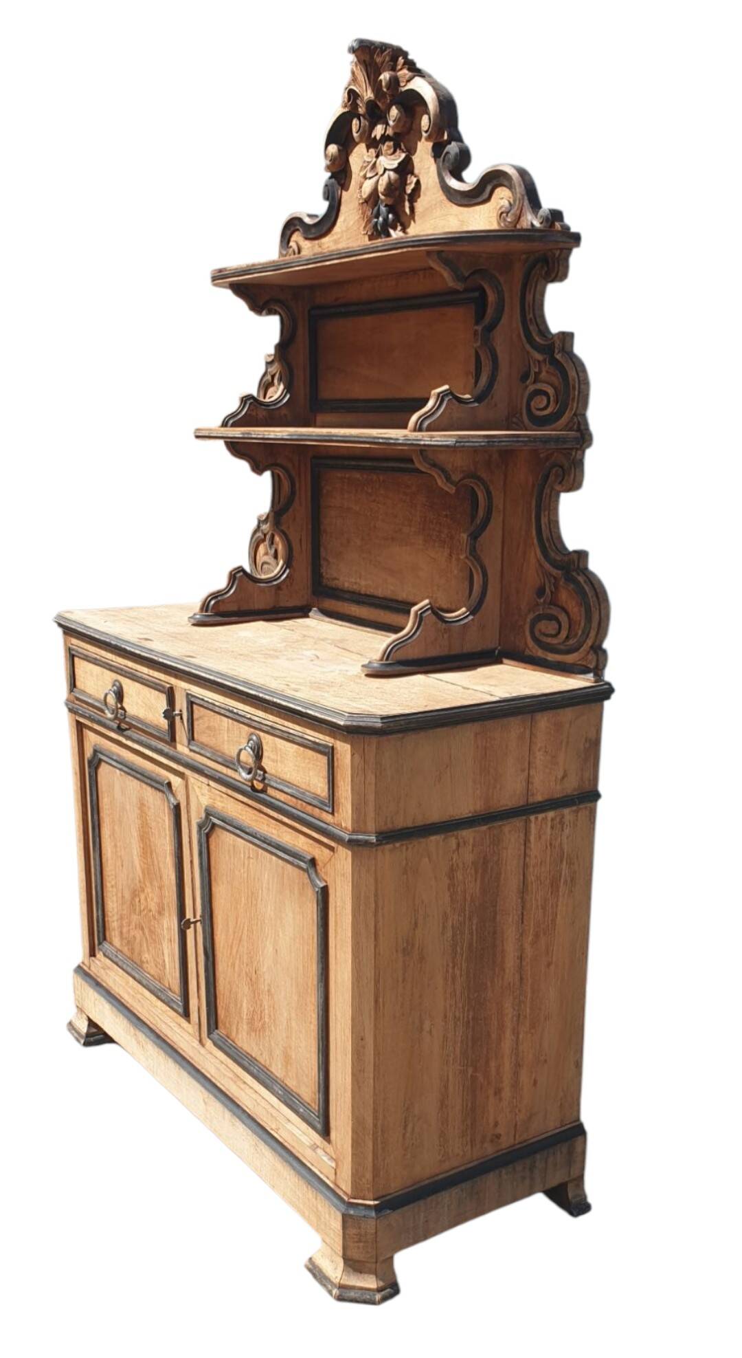 Antique natural wood sideboard