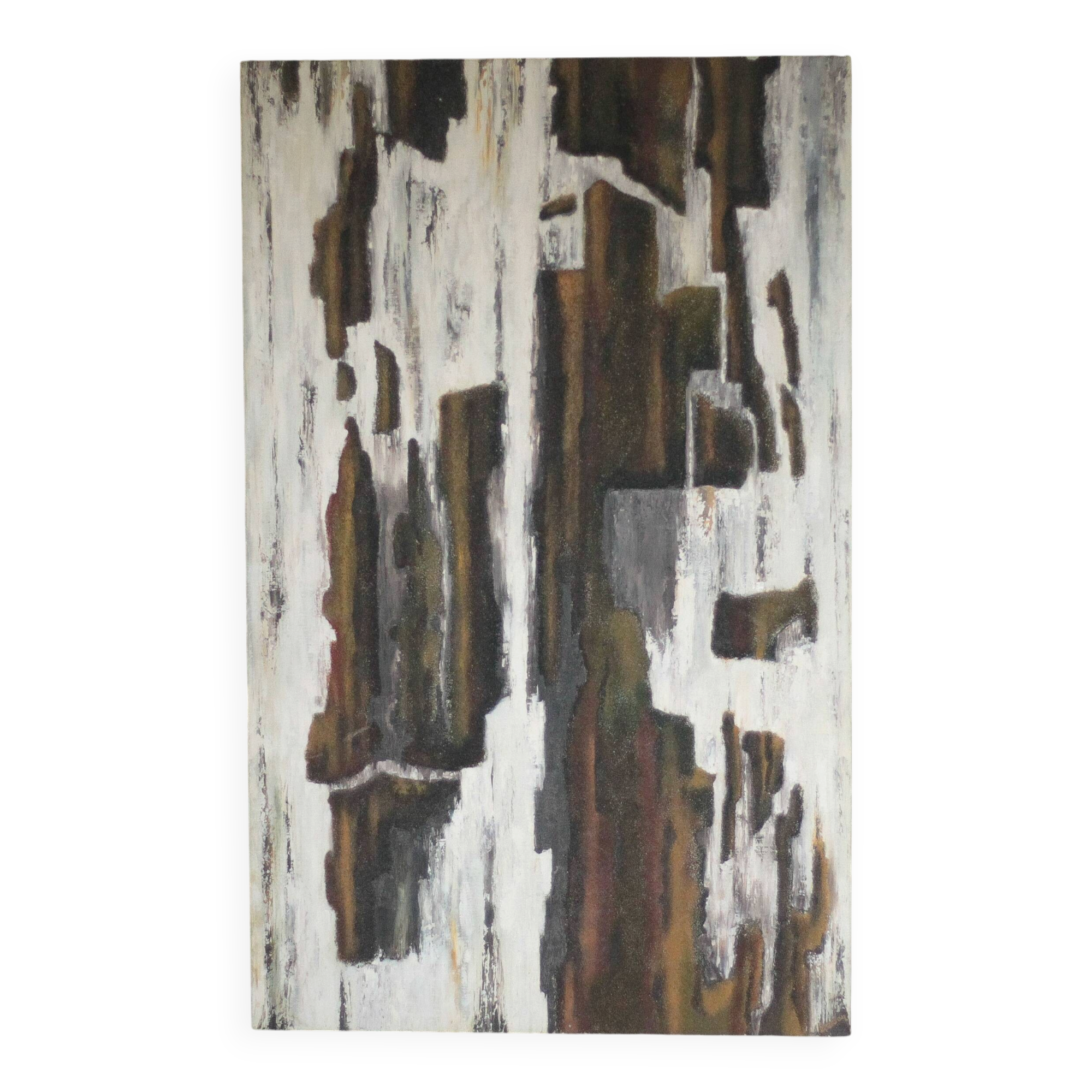 Abstract painting signed Besson Eric, canvas on wooden panel, wall decoration.