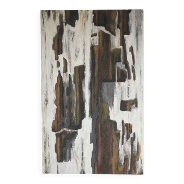 Tableau abstrait signé Besson Eric, Toile sur panneau bois, décoration mura