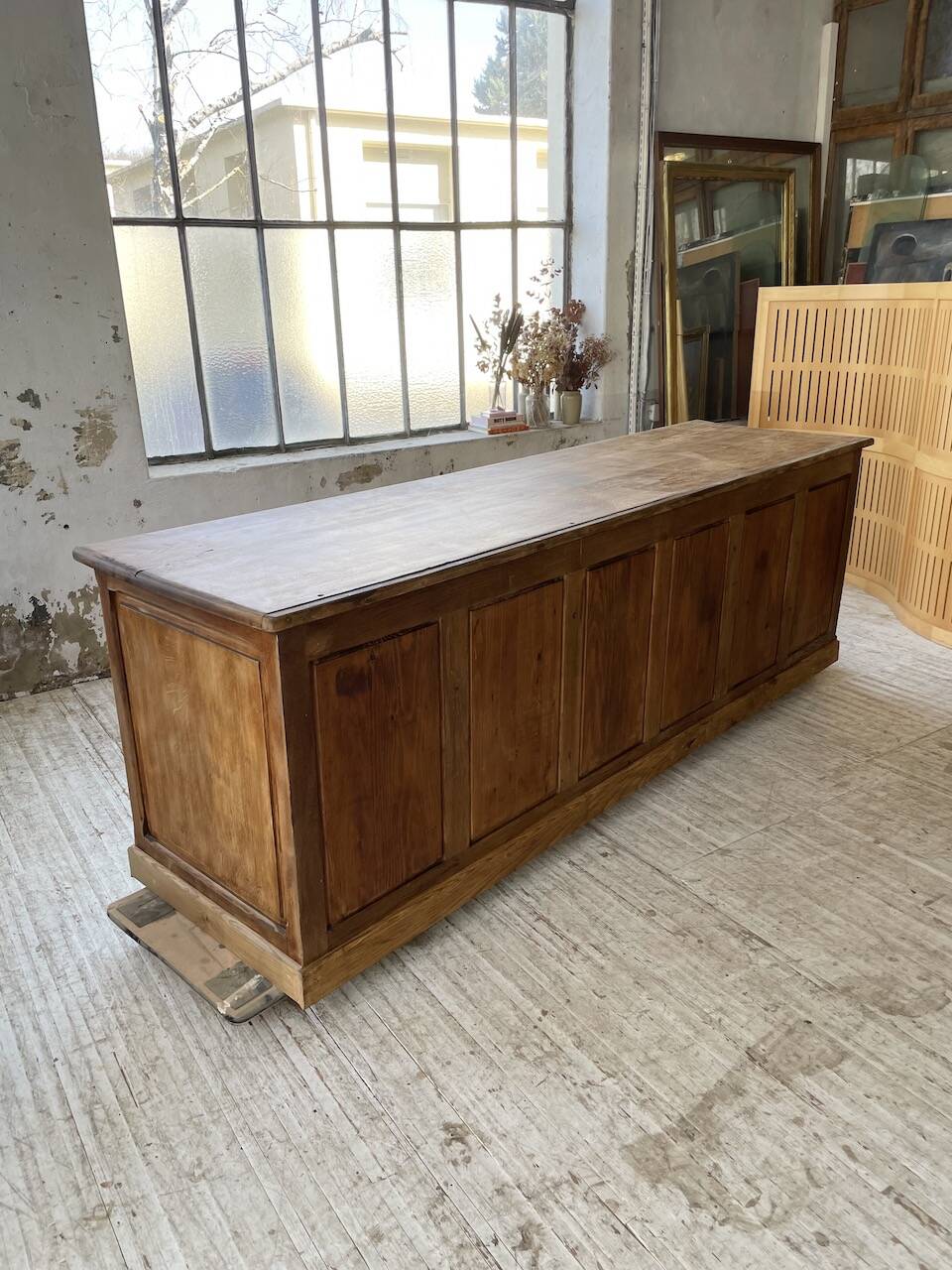 XXL solid oak counter sideboard