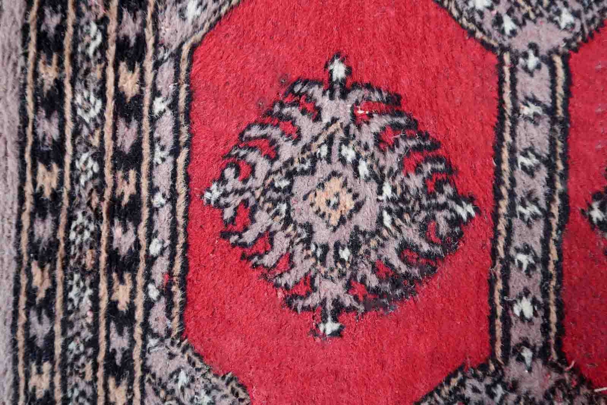 Vintage carpet Uzbek Bukhara handmade 63cm x 103cm 1970s