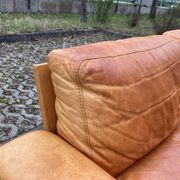 Canapé en cuir cognac vintage danois moderne du milieu du siècle