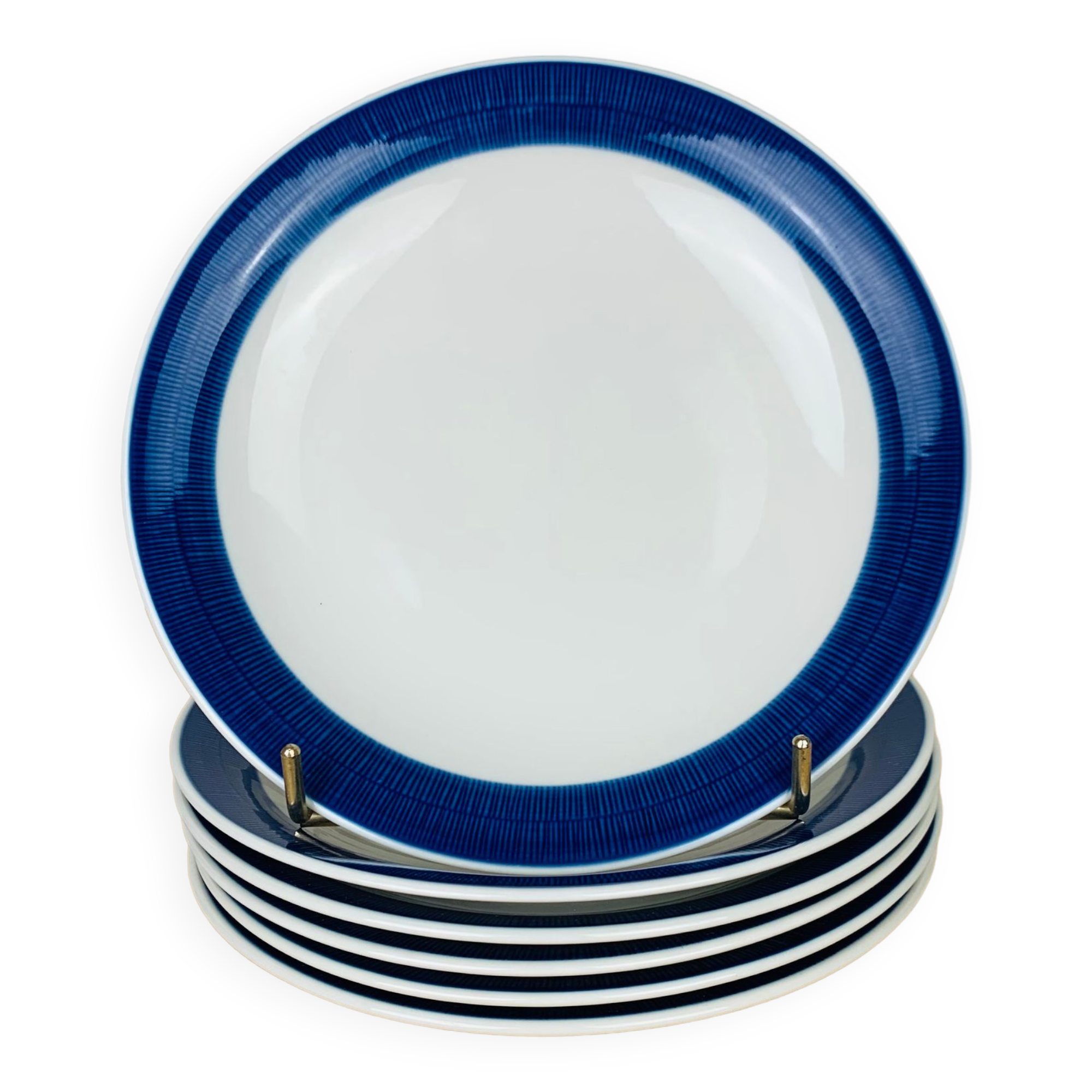 6 Koka ceramic dinner plates by Rörstrand Sweden, Scandinavian
