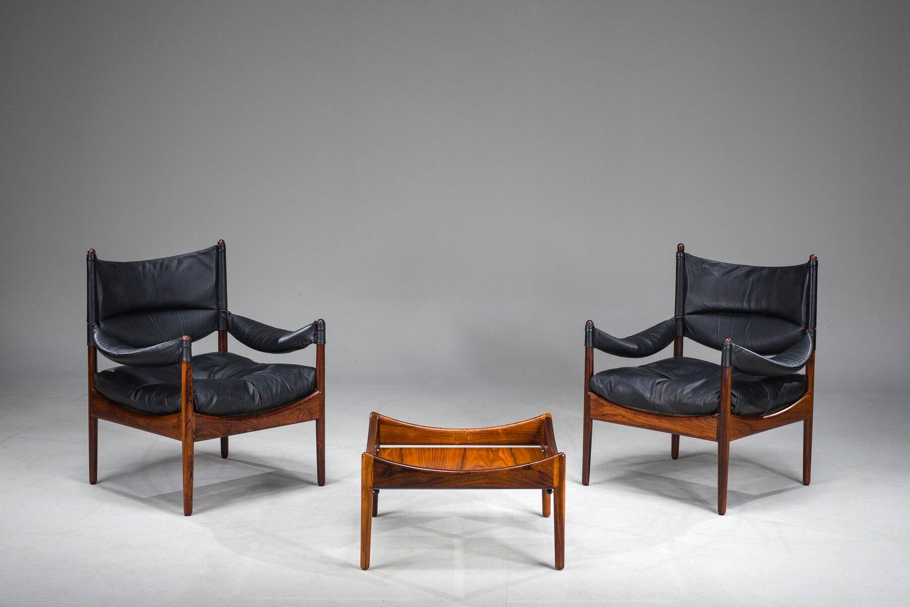Mid-century modern Danish armchairs and coffee table by Kristian Vedel for Sören Willadsen, 1960s, set of 3