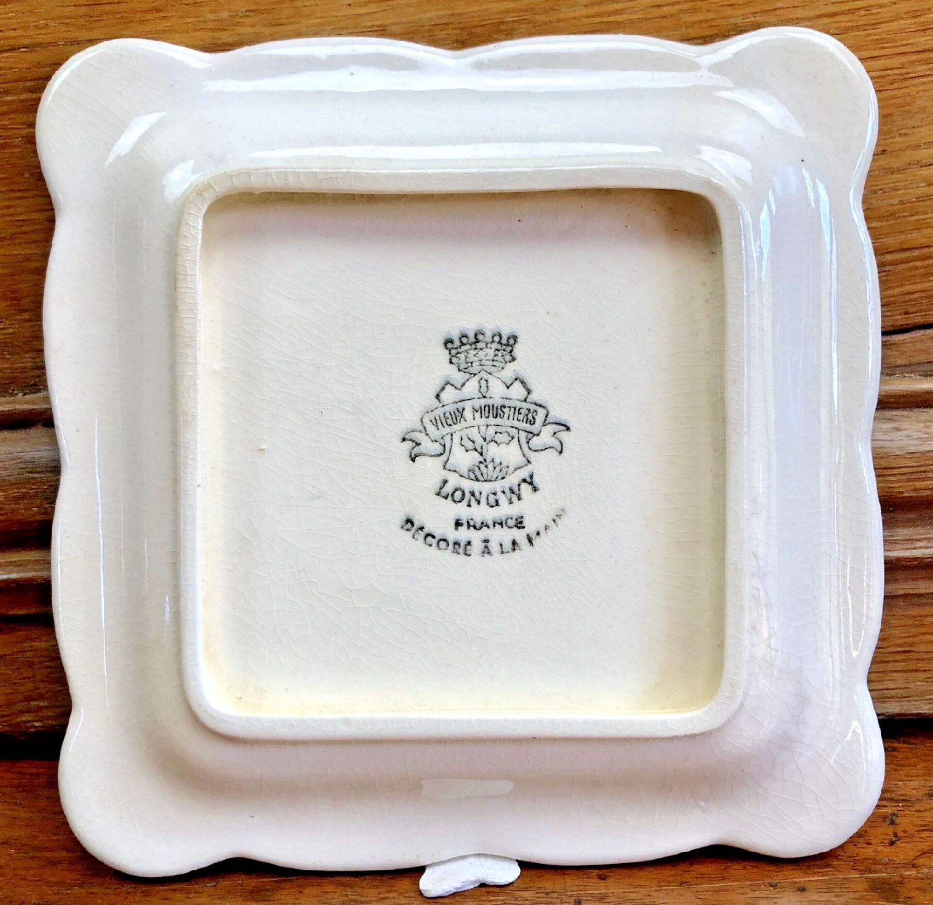 9 old square plates for cake, dessert, and aperitif from Longwy Moustier.