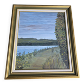 French Seine River Landscape Oil Painting