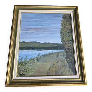 Peinture à l'huile du paysage de la Seine en France