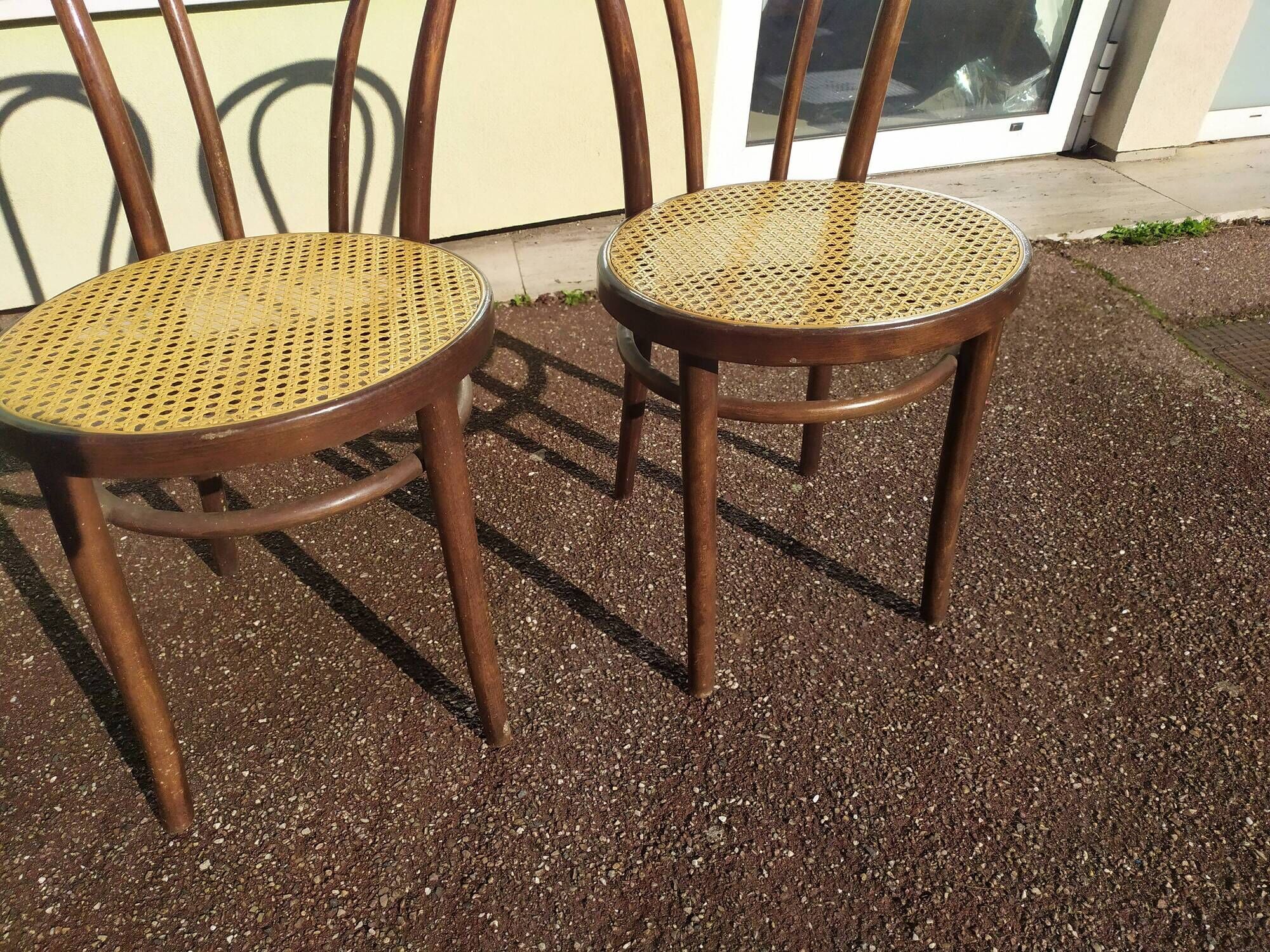 set of 3 wooden canned bistro chair - ZPM RADOMSKO for Thonet