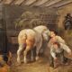 Painting: Flemish School of the 18th century: oil on panel / the stable
