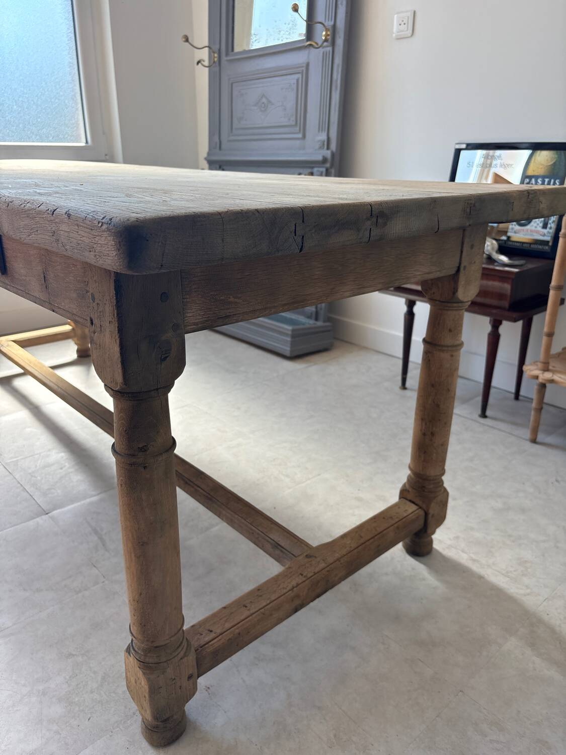 Table de ferme en chêne massif aerogommé