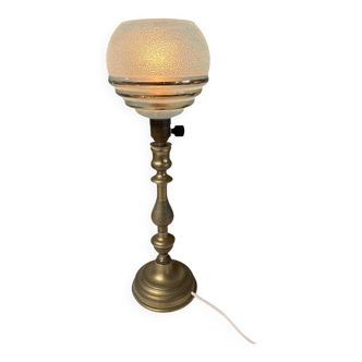 Opaline brass lamp