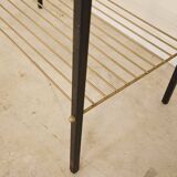 Vintage vinyl serving trolley in wood and gold metal