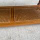 Vintage solid wood coffee table with glass and cane 100x50cm