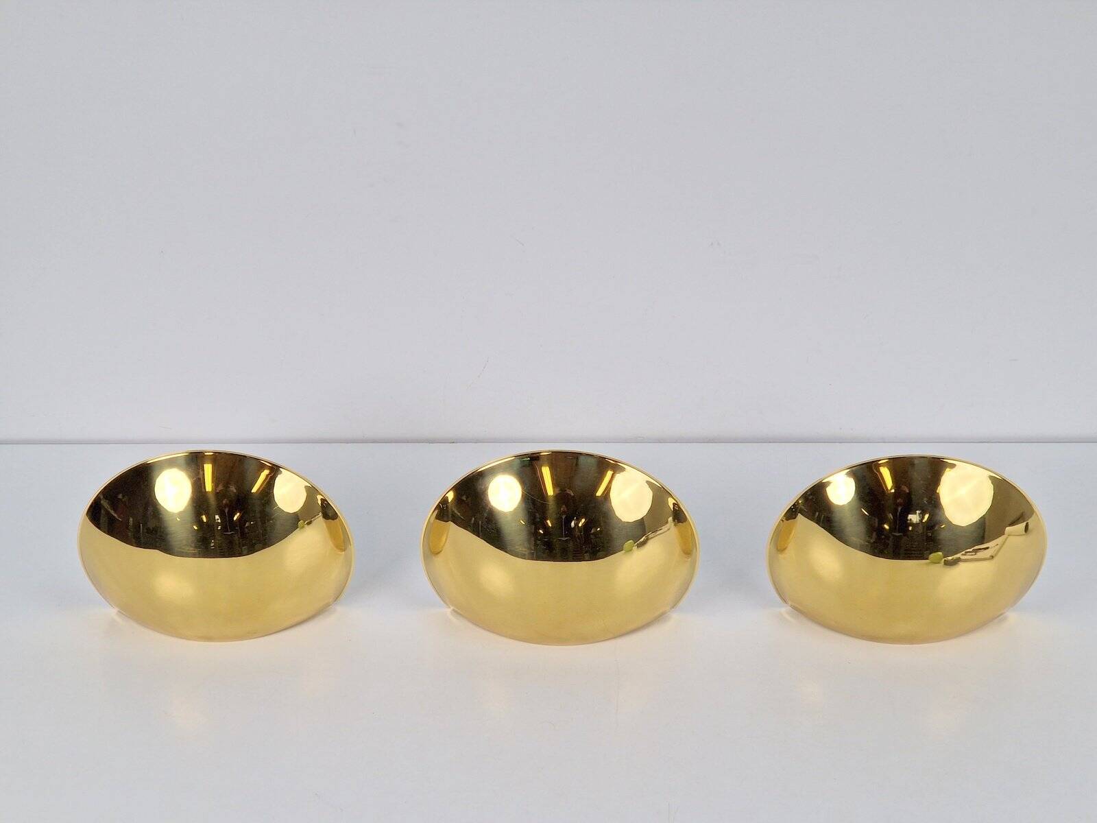 Vintage Half Moon Wall Lamps in Brass, 1980, Set of 3