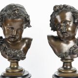 "The Children of Bacchus" Pair of Putti in bronze Late 19th Century
