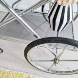 Rolling trolley - chrome and glass shelves