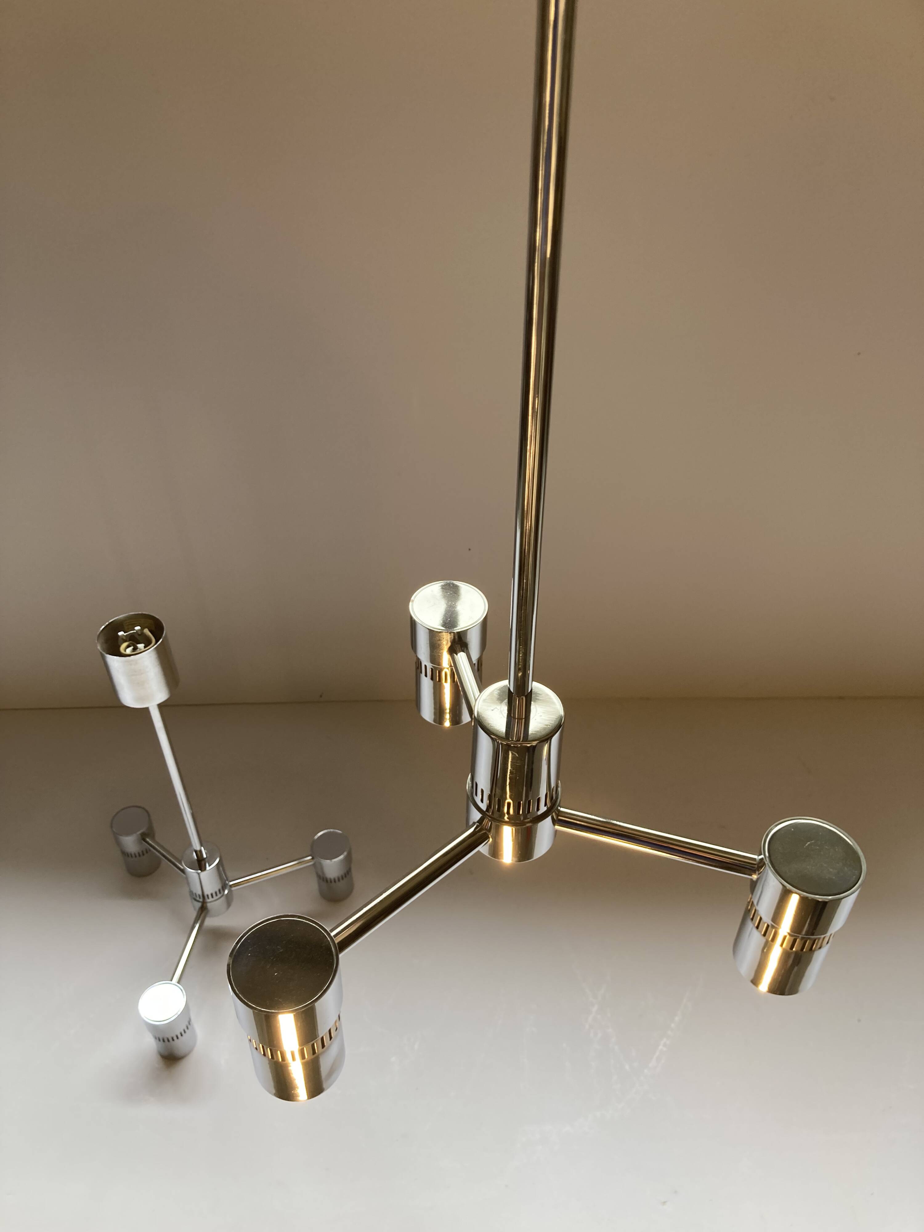 Pair of chrome pendant lights from the 70s.