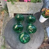 5 cups, vintage green glass verrines