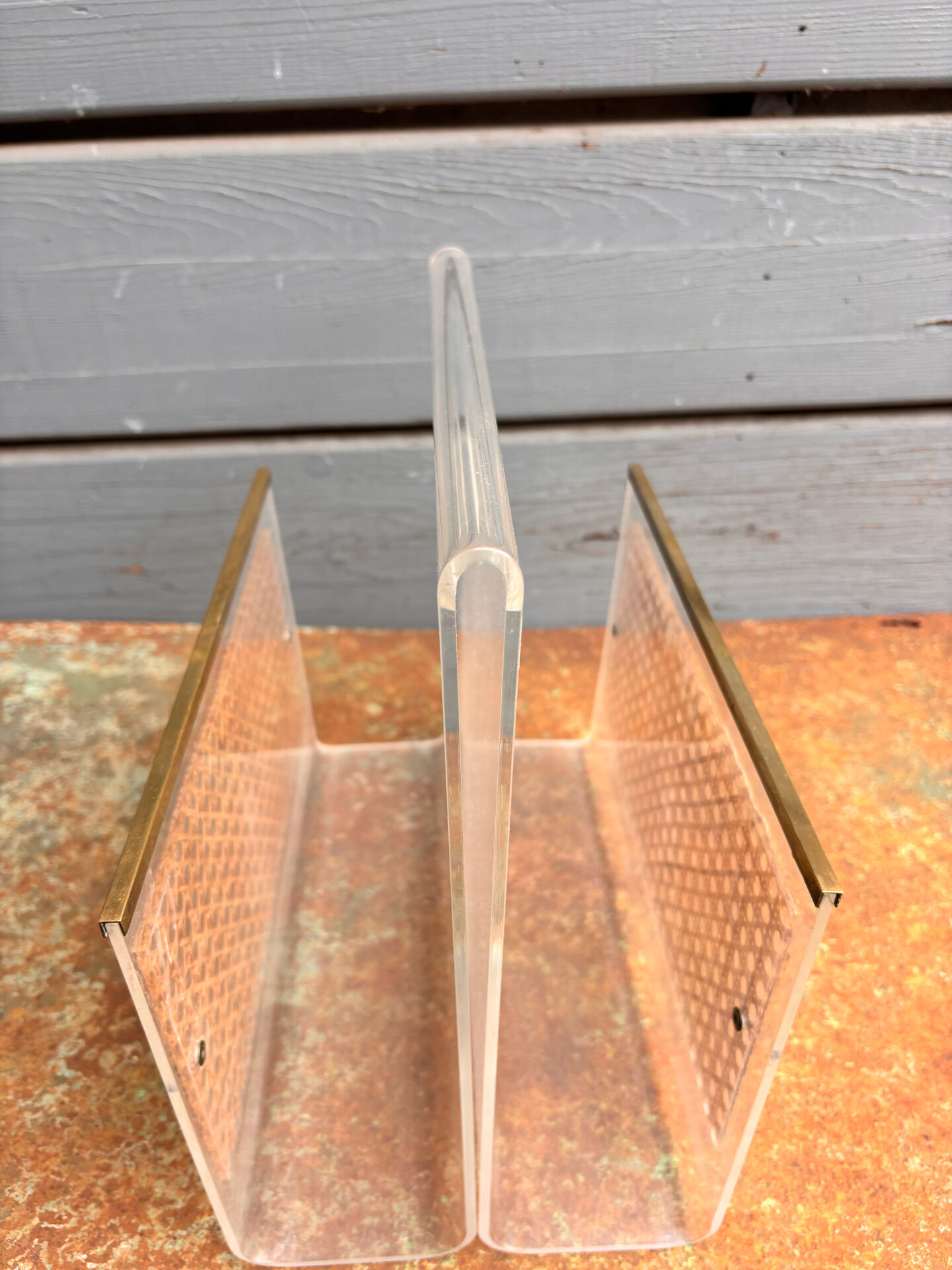 Vintage 70s magazine rack in plexiglass. Home Dior