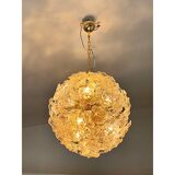 Italian Glass Chandelier Sputnik in Gold and Clear and Gold Fl