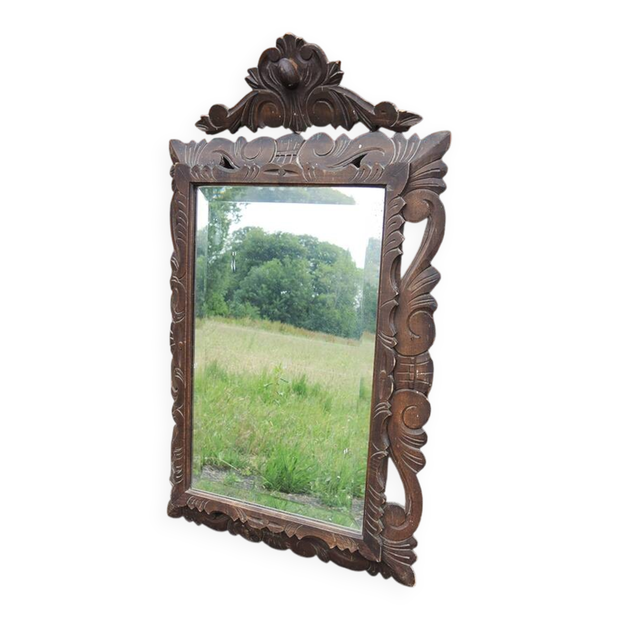 Antique carved wooden mirror, Henri II style