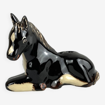 Old ceramic pencil holder horse figurine