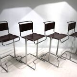 Set of 4 Linea Veam tubular steel bar stools, 1960